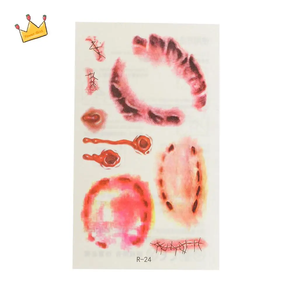 

Stickers For Masquerade Blood Injury Sticker Nail Tips Temporary Tattoos Stickers Water Transfer Slider Halloween Horror Scars