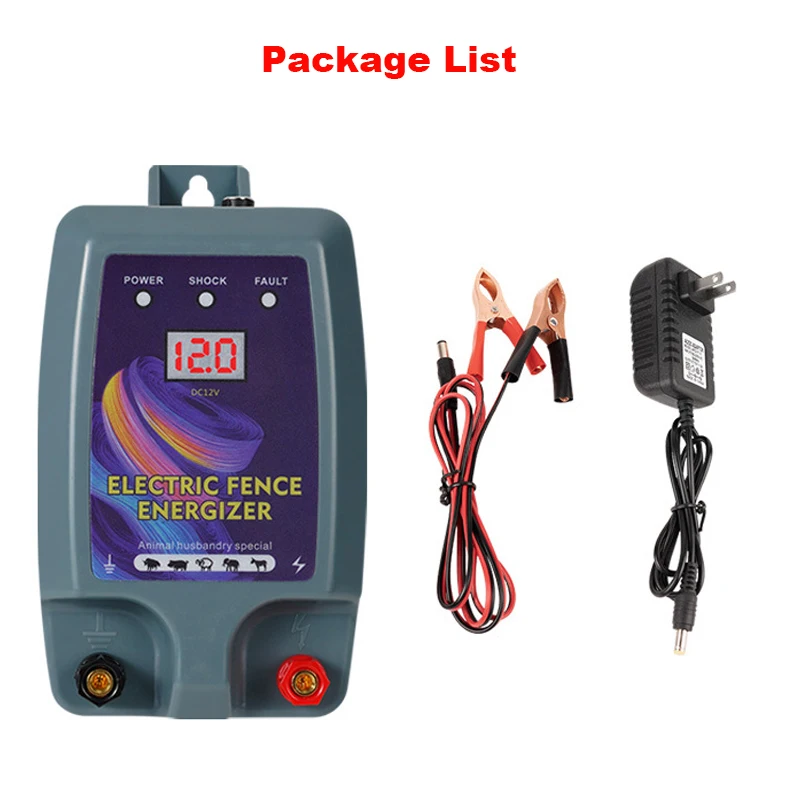 5KM Electric Shepherd for Cattle Animals Farm Electric Shepherd Energizer Livestock LCD Panel Charger High Voltage Pulse Control