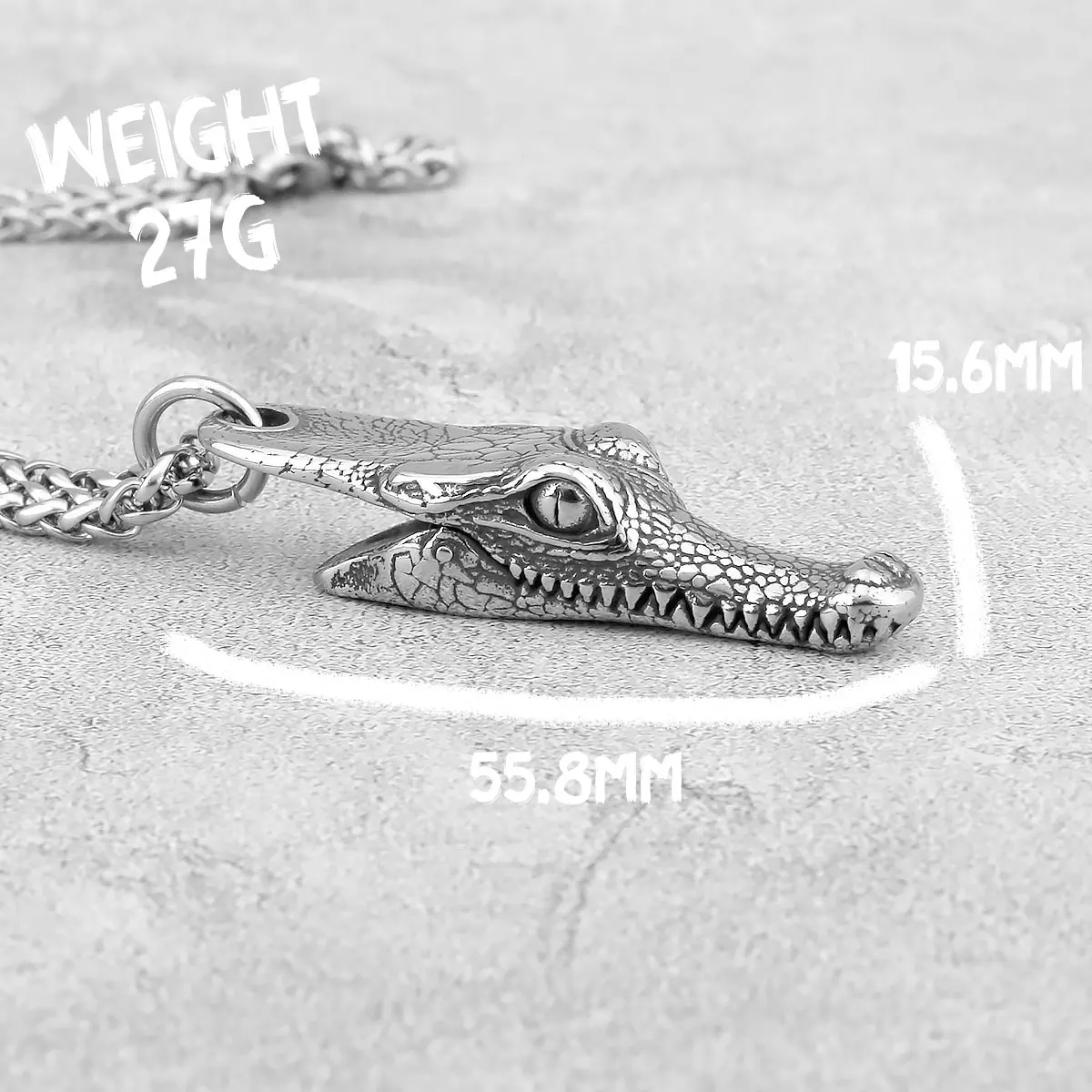 316L Stainless Steel Men\'s Domineering Design Animal Crocodile Necklace Nordic Vintage Amulet Pendant Scandinavian Odin Jewelry