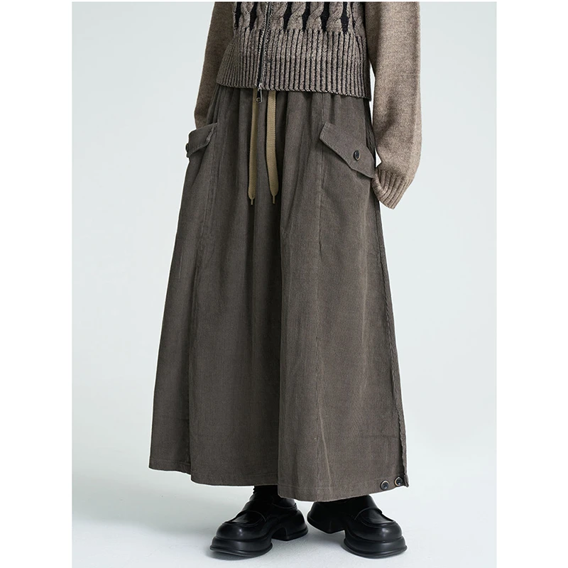 

Новинка 2026 года: Женская повседневная свободная плиссированная юбка А-силуэта с карманами и вставками, длина до щиколотки, осень/зима, T148