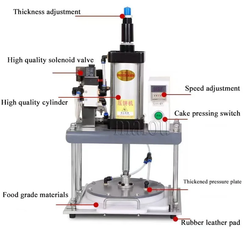 30KG Pressure Pneumatic Pizza Pastry Pressing Machine Dough Press 22Cm/25Cm/30Cm/40Cm