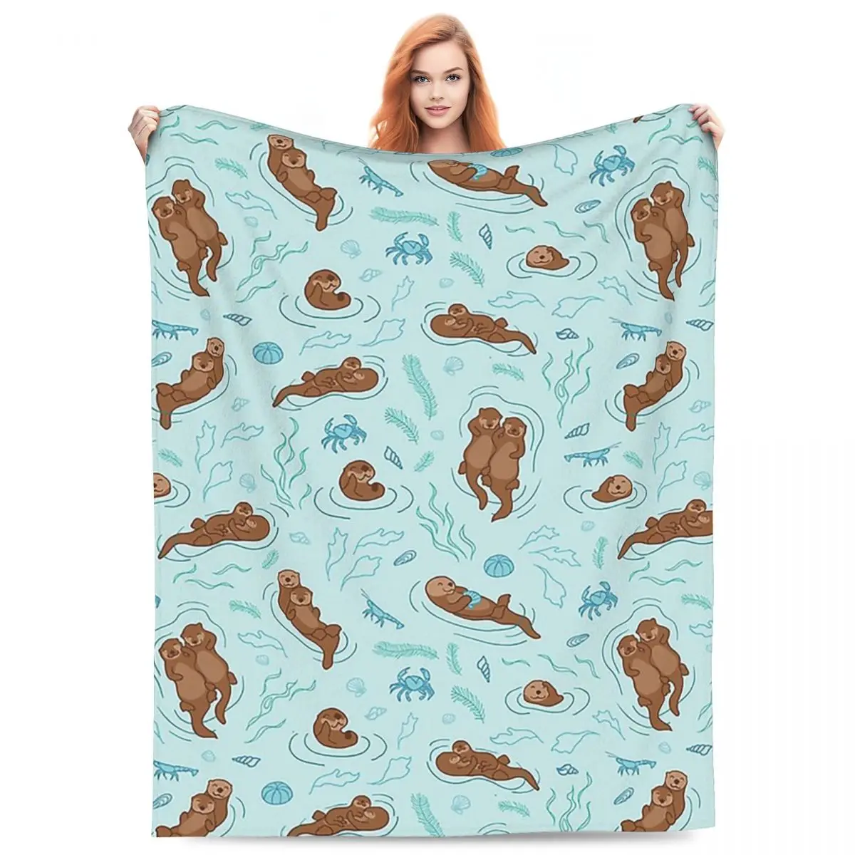 

Otter Fun Light Blankets Flannel Sofa Multi-function Throw Blankets for Couch Bedding Office Throws Bedspread Quilt