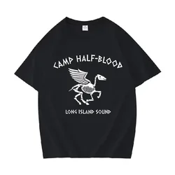 Camp Half Blood Long Island Sound Skull Percy Jackson T Shirts Men Women Vintage Casual Cotton Oversized T-shirt Gothic Clothing