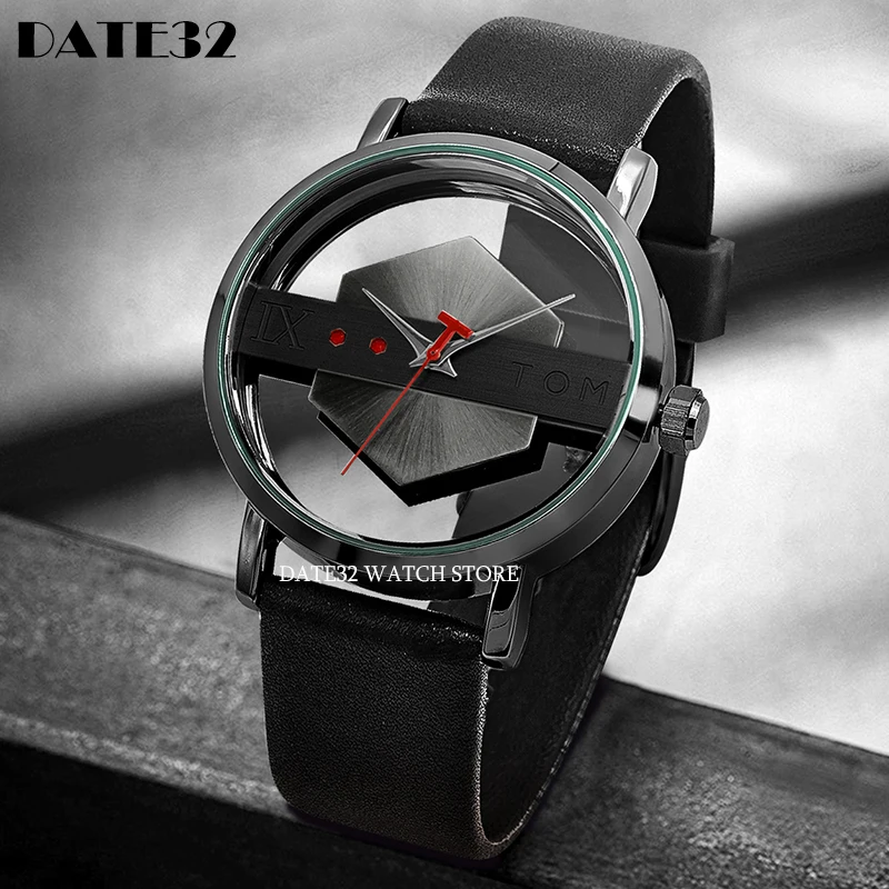 Transparent Watch For Men Hollow Out Dial Man Wristwatch 30M Waterproof Simple Style Male Brown Reloj Hombre Relogio Masculino