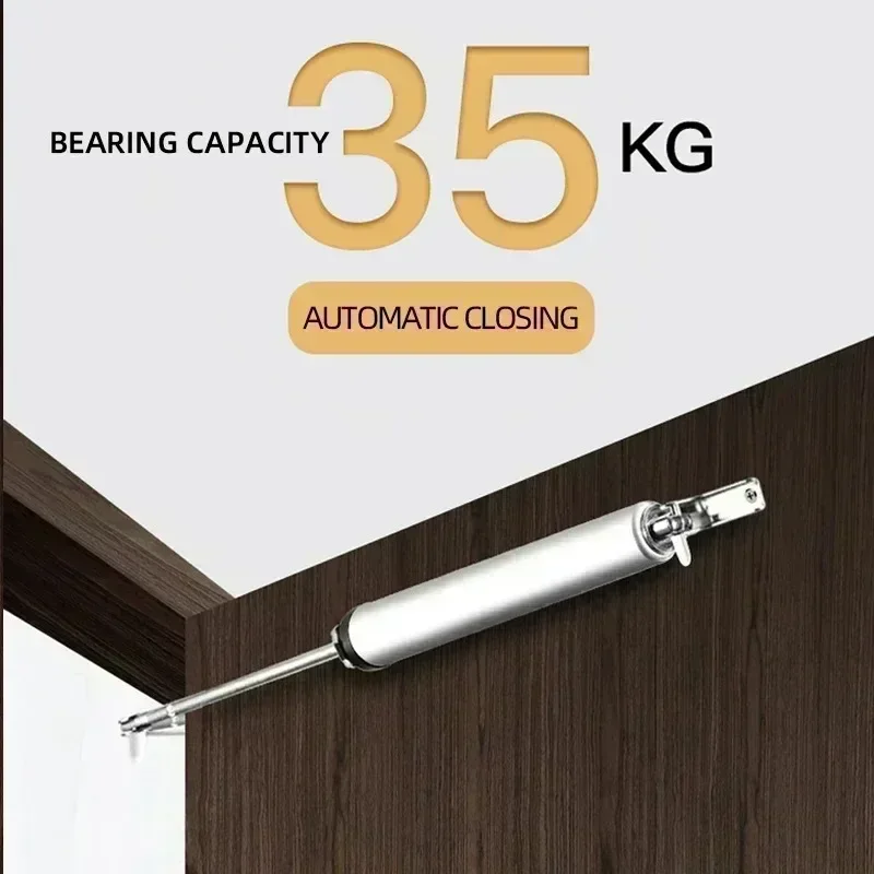 "35KG Soft-Close Pneumatic Door Closer - Adjustable Speed & Positioning with Safety Stop | Premium Door Hardware"
