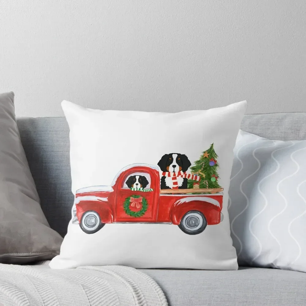 

Christmas Bernese Mountain Dog Red Truck Throw Pillow Sofa Covers Sofa Decorative Covers autumn decoration pillow