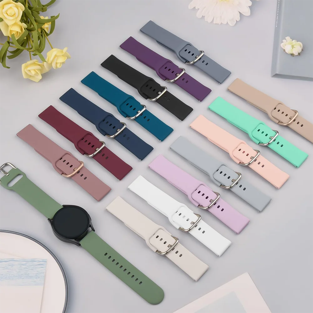 Ремешок силиконовый для Samsung Galaxy Watch 4/5/6 44 мм 40 мм 5 Pro 45 мм, браслет для Galaxy Watch 6 classic 47 мм 43 мм, 20 мм