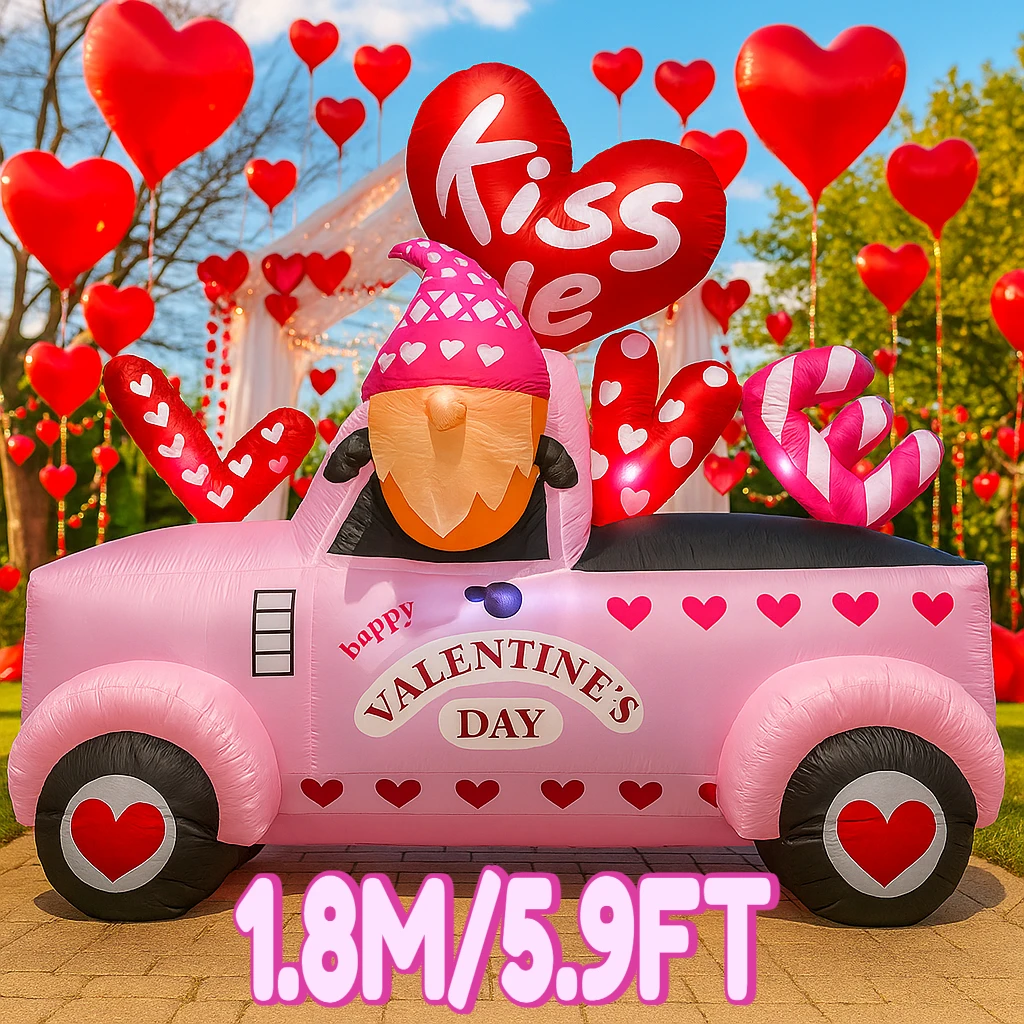 

1.8M/5.9FT Valentine's Day DIY Decor Inflatable Toy Holiday Decoration Gift Love Elf Car Yard LED Light Valentine's Day Ornament