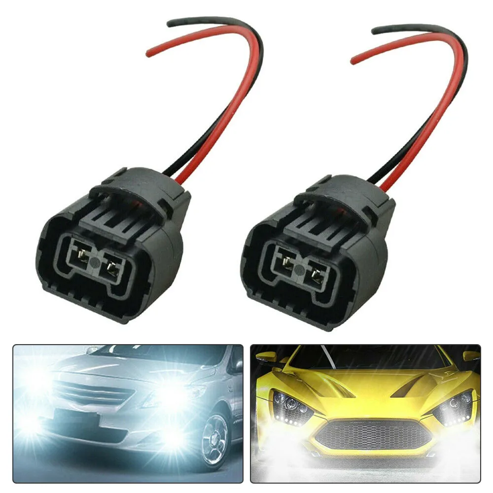 Scratch and Damage Replacement Wire Pigtail Female P 4W 5202 H16 Two Harness Fog Light Bulb Connector Plugs Set