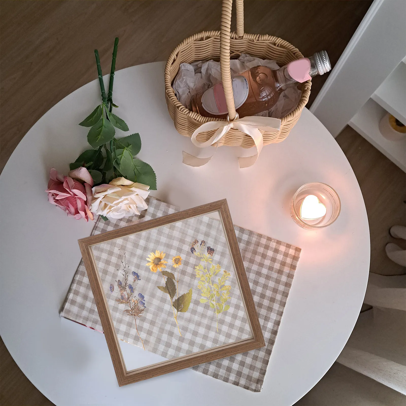 Double Sided Glass Photo Frame Display Stand for Pressed Flowers Dried Plants Specimens Desktop Decor Home Office Hotel Bar 8