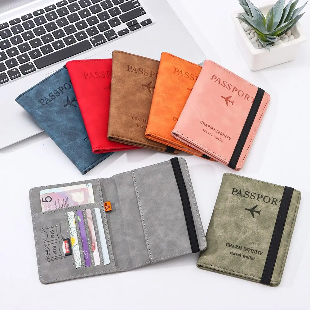 Travel Accessories Ultra-thin Passport Holder Case Wallet Bags RFID Blocking PU Leather Passport Holder Case Elastic Band Style