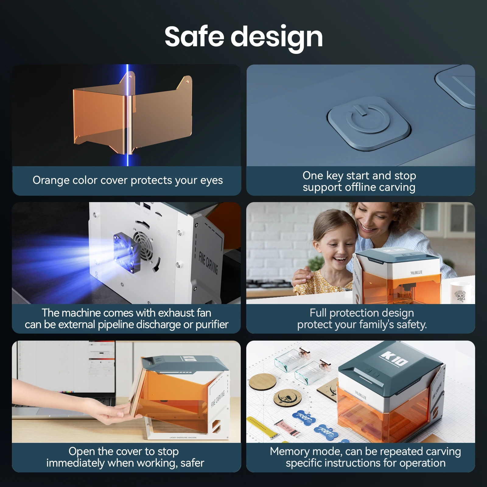 WAINLUX K10 Laser Engraver WAINLUX 3W/5W K10 Laser Engraver Machine - Enclosed Visual Mini Laser Cutter For Wood, Leather, Silic