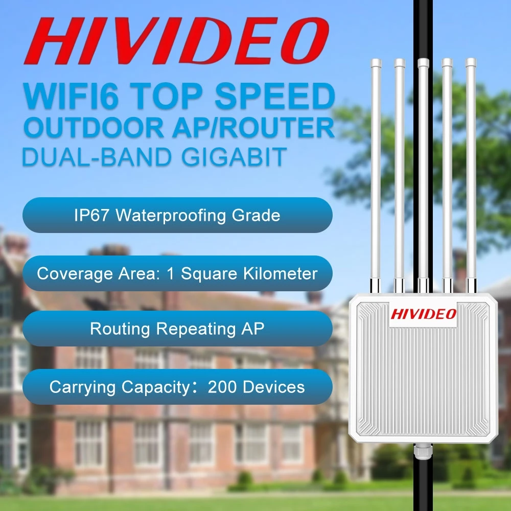 

HIVIDEO 2402Mbps POE AP WiFi Repeater HI-AX3000 WiFi Extender Amplifier 2.4G/5GHz Wi-Fi Signal Booster Long Range