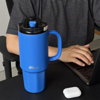 Gopop 1200ml Straw Lid & Handle Thermos, 304 Stainless Steel Vacuum Cup, Multicolor Leakproof for Kids, Gym, Camping, Office