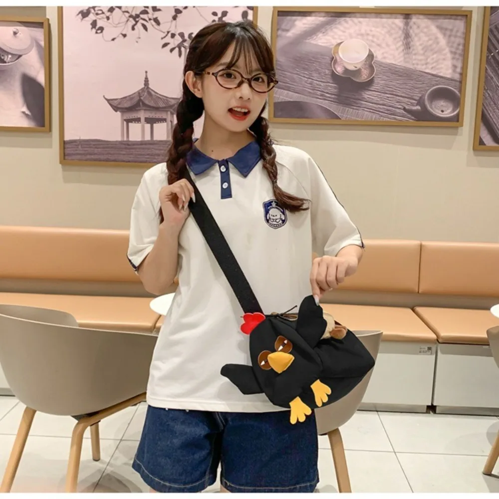 New Cute Chicken Crossbody Bag Casual Cartoon Shoulder Bag Students School Bag Canvas Animals Bag