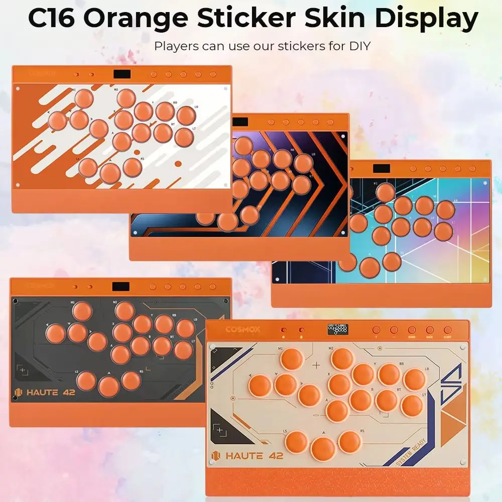 Haute42 Nowy C16 Pomarańczowy Magnetyczny Arcade Stick Bez Dżojstika, Kontroler Hitbox Bez Dżojstika do PC/PS4/PS5/Switch, Fightstick Bez Dżojstika — zdjęcie produktu 6