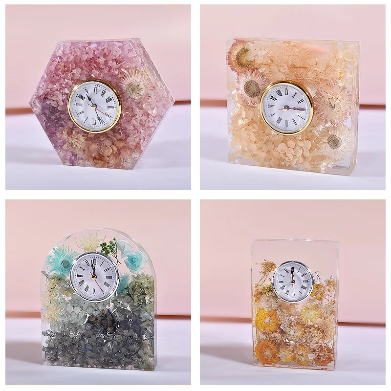 Mantel Clock Silicone Resin Molds for Resin Casting Flowers Preservation Table Clock Resin Art DIY Wedding Home Decor Gift