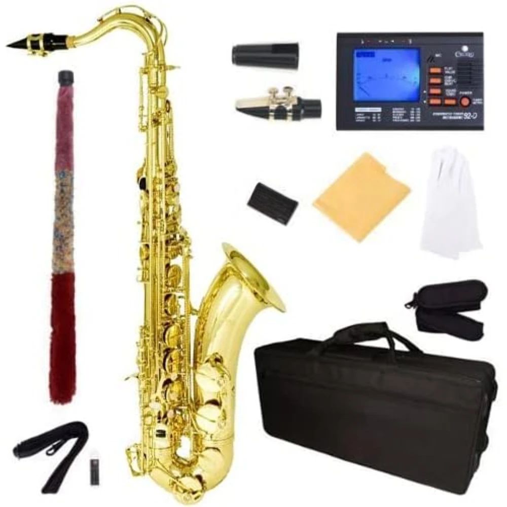 Tenor Saxophone, L+92D B Flat, Travel Safely，Quality Sound，Case, Tuner, Mouthpiece, Nickel