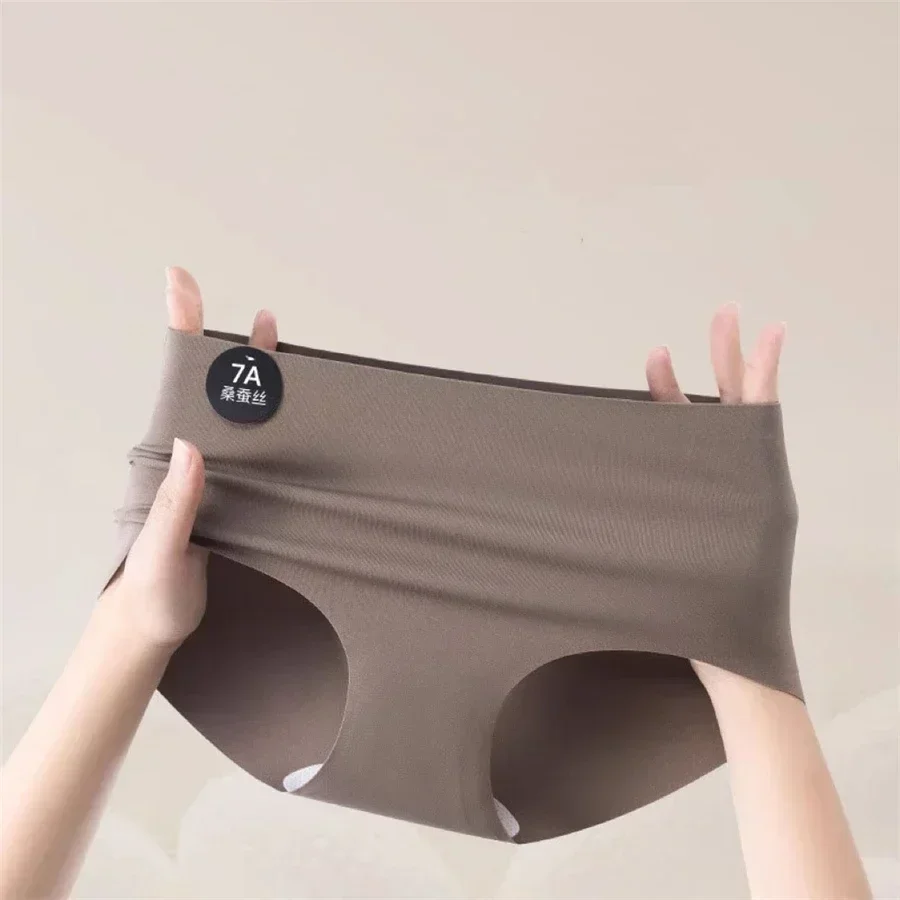 4 قطعة سراويل النساء سلس النايلون Traceless الملابس الداخلية مثير منخفضة الخصر السيدات ملخصات الصلبة الحرير الجليد محب الإناث الملابس الداخلية M-L #4