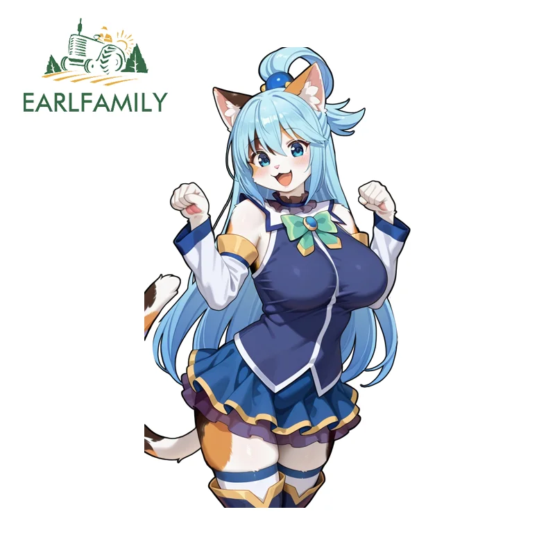 EARLFAMILY Furry Aqua Girl Car Stickers Popular Anime Item Car Styling Decal Occlusion Scratch Simple Practical Car  Accessories