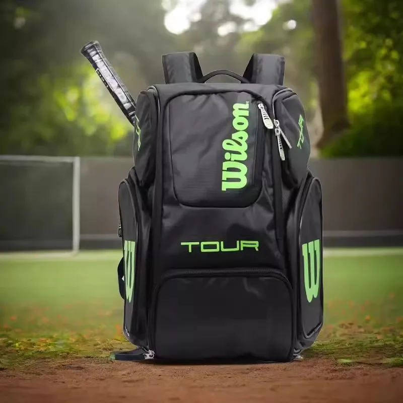 

Wilson Tennis Bag Holds 2 Tennis Rackets Tennis Backpack Daily Portable Court Racket Bag Men Women Padel Sports Backpack