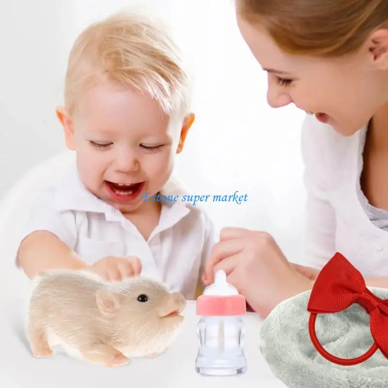 090B سيليكون الحيوانات الأليفة دمية خنزير تولد من جديد لعبة واقعية مثل الحيوان للعب الأدوار للأطفال