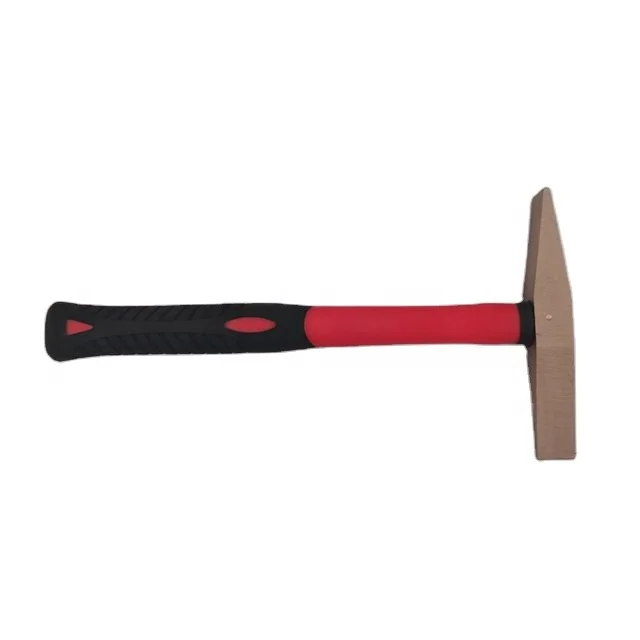 Non Sparking Tools Aluminum Bronze 0.2kg Scaling Hammer With Red/Black Fiberglass Handle  Suitable for Various Fields