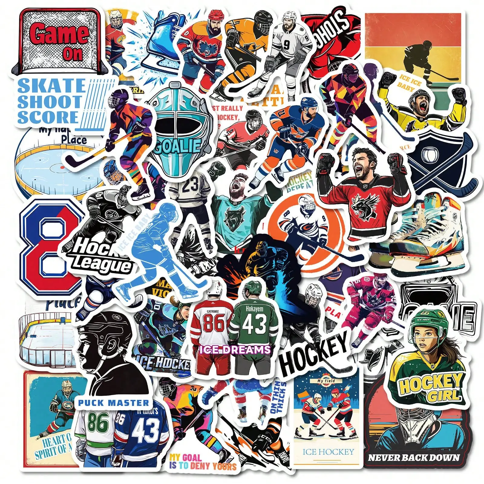 

50PCS Ice Hockey Graffiti Stickers Suitable DIY Handbooks Luggage Helmet Desktop Mug Notebook Stickers & More