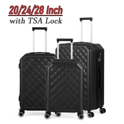 3 Pieces Luggage Set Softside Travel Suitcase with Spinner Wheels, 20+24+28in Lightweight Suitecase Set