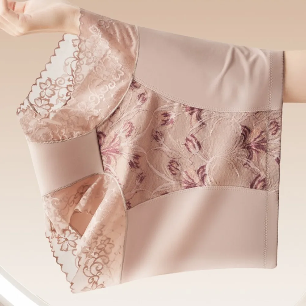 

High Waist Postpartum Body Shaper Cotton Crotch Shapewear Lace Floral Briefs Belly Contracting Girdle Panties
