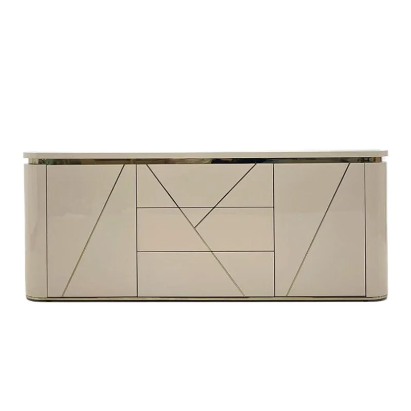 

Light luxury simple solid wood off-white lacquered high-value sideboard