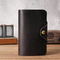 Vintage Leather Men's Wallet Long Billfold Wallet with Hasp 100% Genuine Leather Wallet for Men Drop Shipping