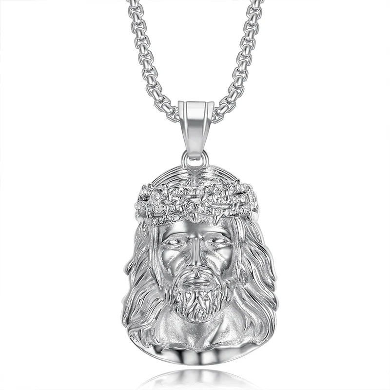 Hip Hop Bling Gold Color Stainless Steel JESUS PIECE Pendants Necklace for Men Rapper Jewelry Drop Shipping