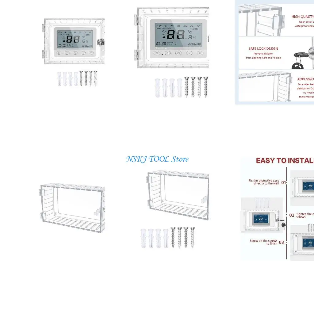 

L8RC Transparent Large Thermostat Protector Cover Box With Lock for Thermostat