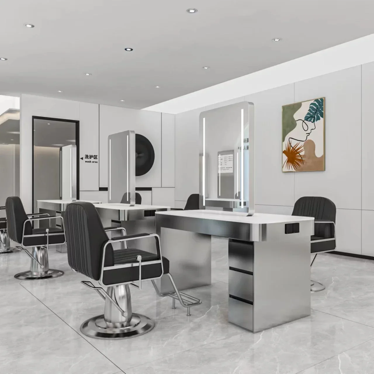 Hair salon perm and dyeing mirror hair salon special with cabinet hair mirror double-sided mirror with lamp