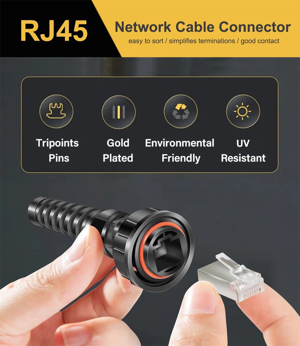 ANX 010-10603-00 Stecker, wasserdicht, RJ45, 2er-Pack, kompatibel mit Garmin Marine Netzwerkkabelanschluss, Stecker auf Stecker, Schutzart IP67 – Detail 5