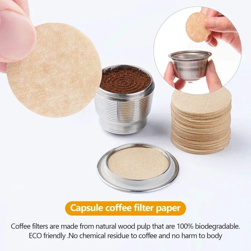 Dolce Pod Compatible Eco-friendly Filters Refillable Capsule Paper 50pcs Coffee Nescafe With Gusto Reusable Machine For