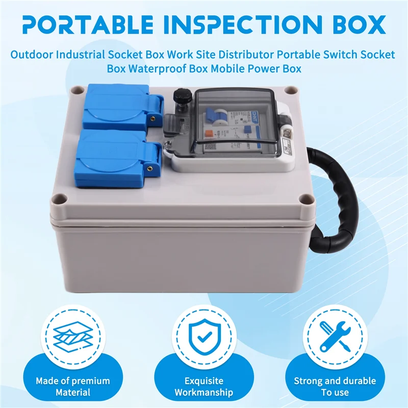 

TKOH-Outdoor Portable Inspection Box Socket Box Portable Wall Power Distributor Socket Box Waterproof Box Mobile Power Box