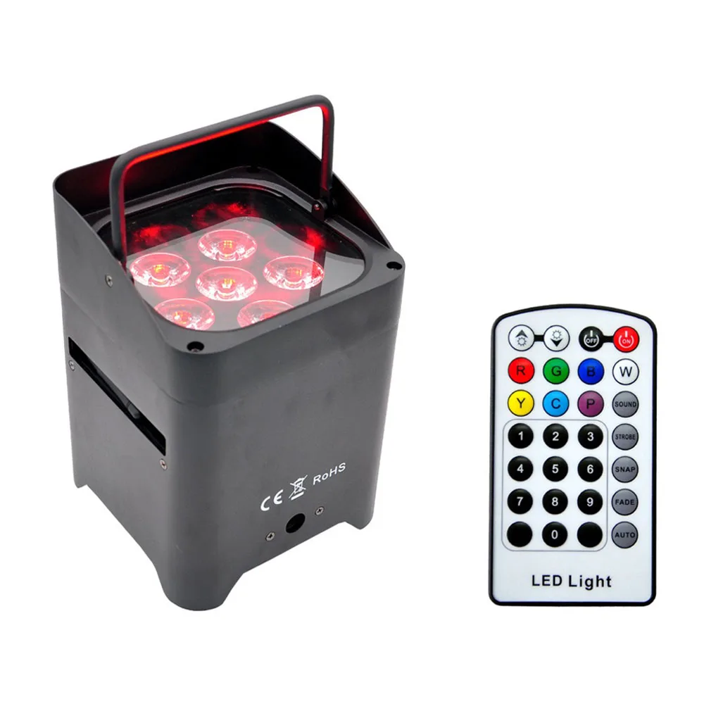 LED 110W Wireless Battery Par Light 6X18W LED RGBWA+UV Stage Light With Charge Progress Bar For DJ Disco Wedding Party