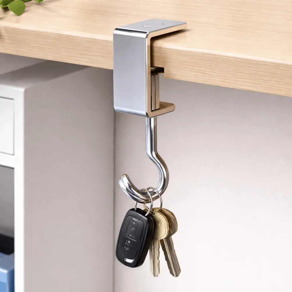 

10pcs 360° Rotatable Table Hooks Detachable Heavy-Duty Bag Hooks Non-Destructive Installation Adjustable Desk Hooks Side Hanging