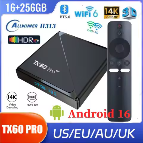 Android 16 Smart TV Box Allwinner H313 Quad Core 2.4G&amp;5G Dual WiFi6 Media Player Set Top Box Digital Voice Remote 14K 16G+256G