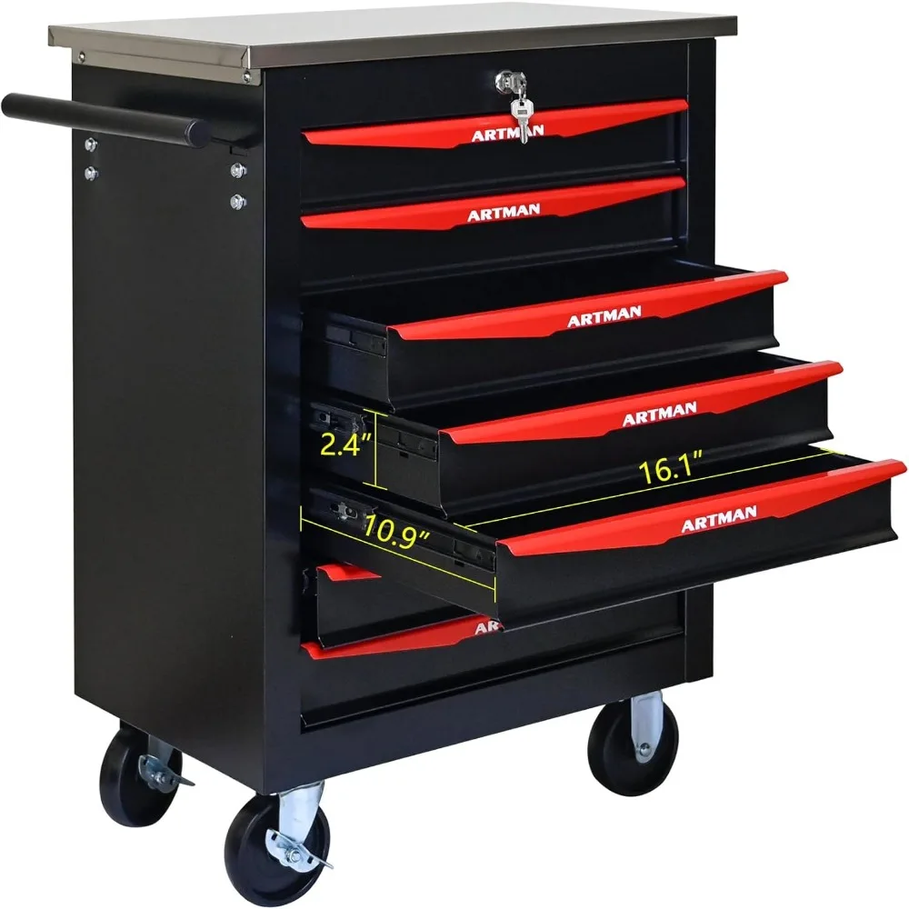Multifunctional Rolling Tool Storage Chest with 7 Drawers for Garage, Heavy Duty Trolley Organizer Toolbox on Wheels