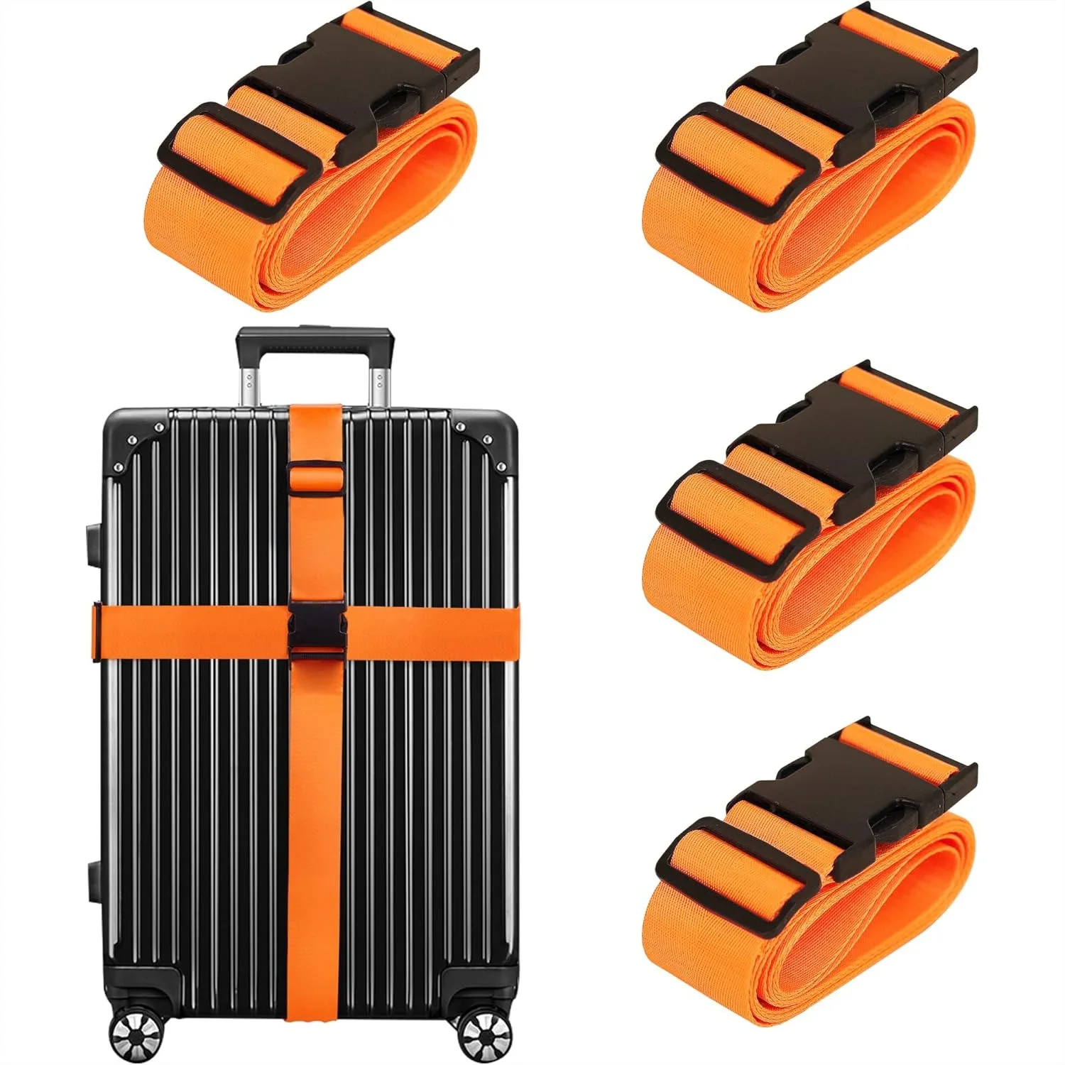 

Luggage Straps for Suitcases, 4 Pack Heavy Duty Nylon Travel Belt with Bright Neon Colors for Easy Identification
