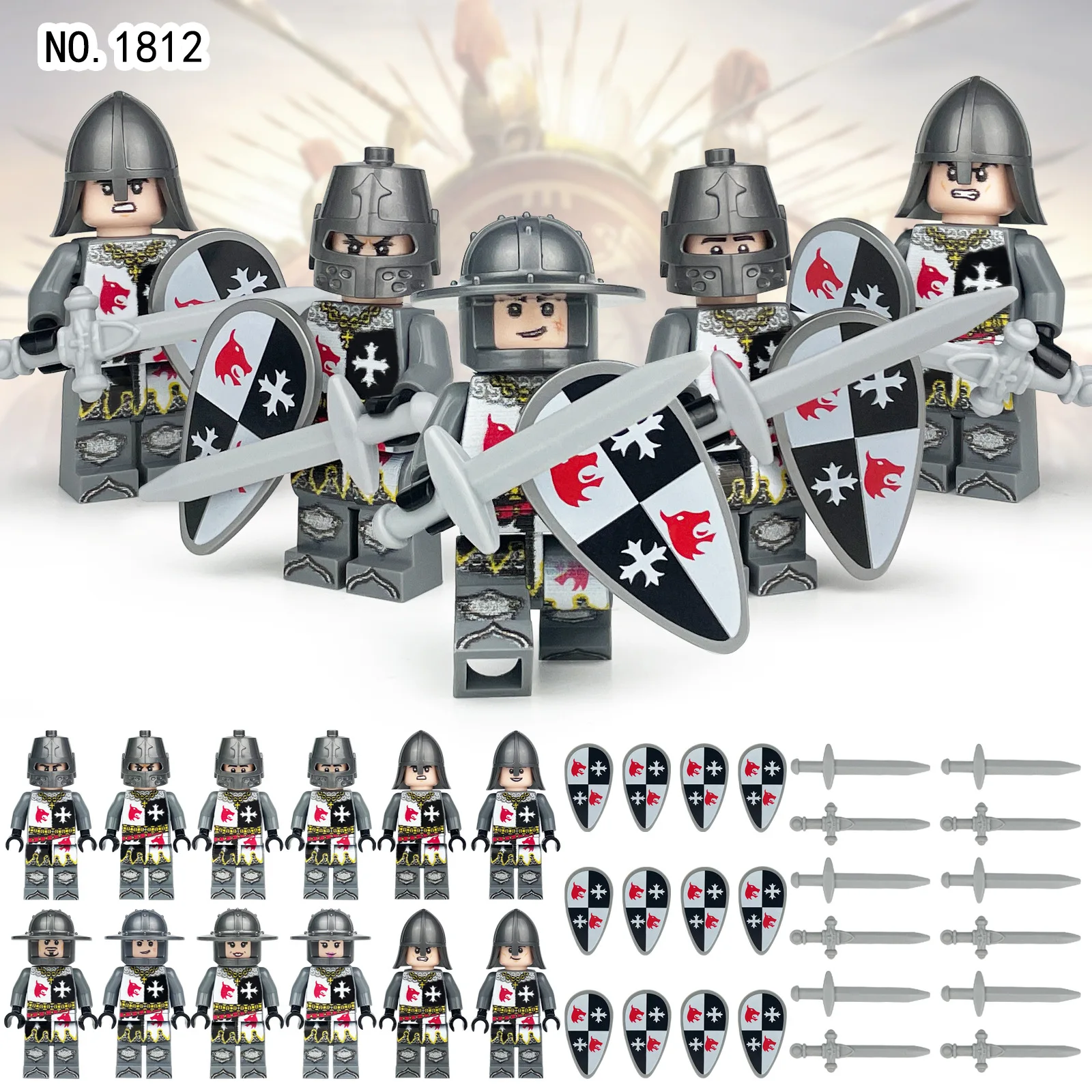 280 verschiedene mittelalterliche Ritter, römische Legion, Mini-Figuren-Bausteine, Lernspielzeug für Kinder, kleine Geschenke – Detail 3