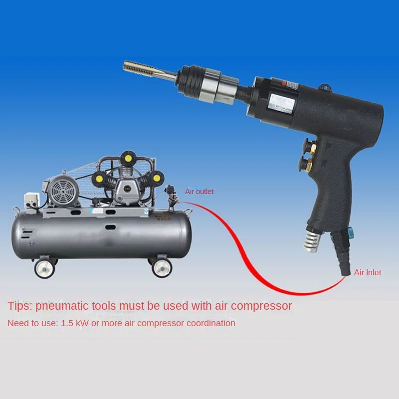 Imagem -05 - Máquina Pneumática Portátil Tapping Dispositivo Portátil Motor Pneumático Rebite Nut Gun tipo Power Thread Tap Broca Braçadeira M3-m12