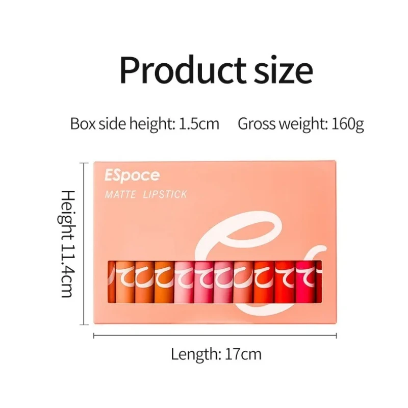 Pudaier Colorful Pigment Moisturizing 12 Color Lip Stick Lipgloss Set Makeup Non-Sticky Cup Velvet Matte Stay Lip Gloss Lipstick