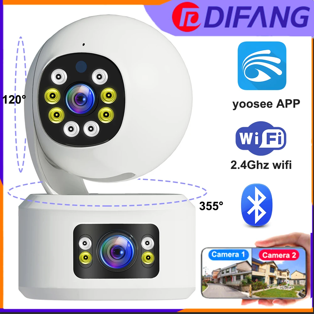 

DIFANG 360° Dual Lens Smart WiFi Security Camera, Color Night Vision, AI Motion Detection, two way audio wireless CCTV IP Camera