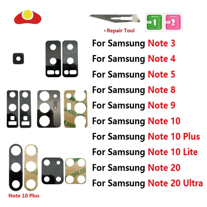 Back Camera Glass Lens For Samsung Galaxy Note 20 Ultra 10 Plus Lite 9 8 note 5 4 3 With Adhesive Tool Repair Parts