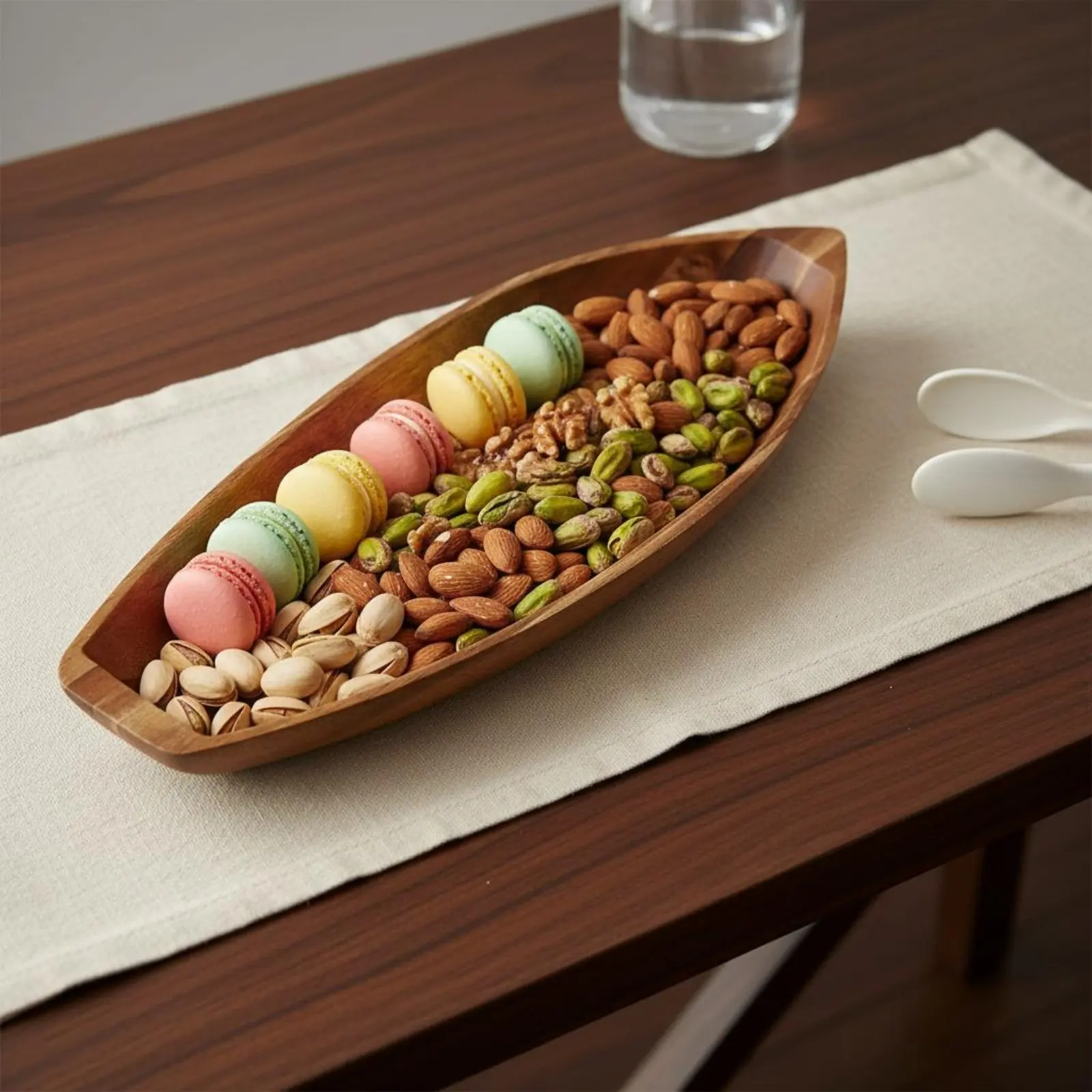

Wooden Boat Shaped Bowl Versatile Entryway Key Tray Wood Catchall Tray Household Storage for Office