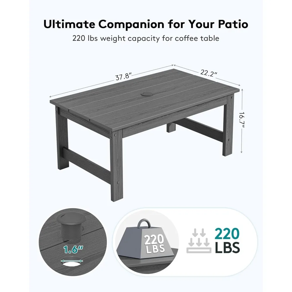 

HDPE Patio Coffee Table, Rectangle Outdoor Coffee Table, All-Weather Coffee Side Table, Customized